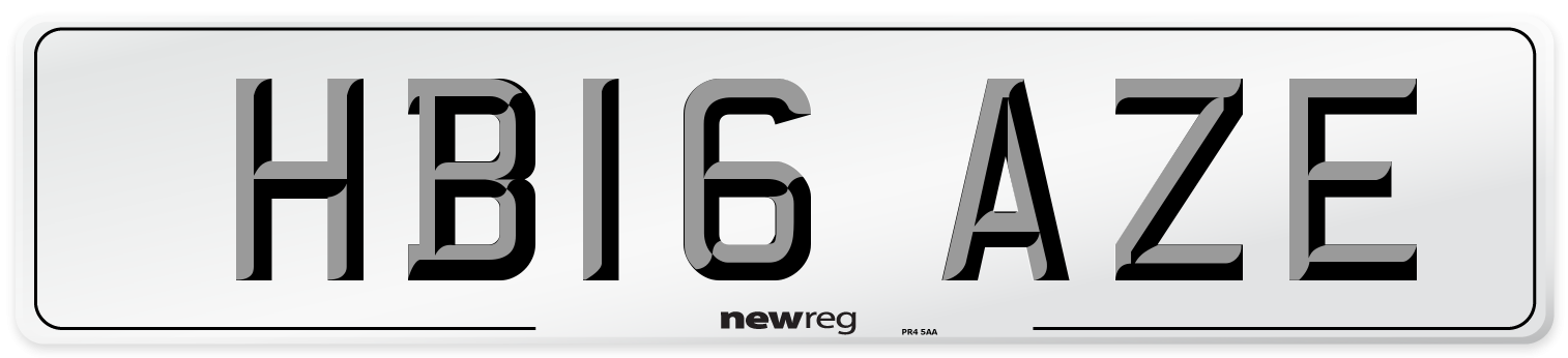 HB16 AZE Number Plate from New Reg